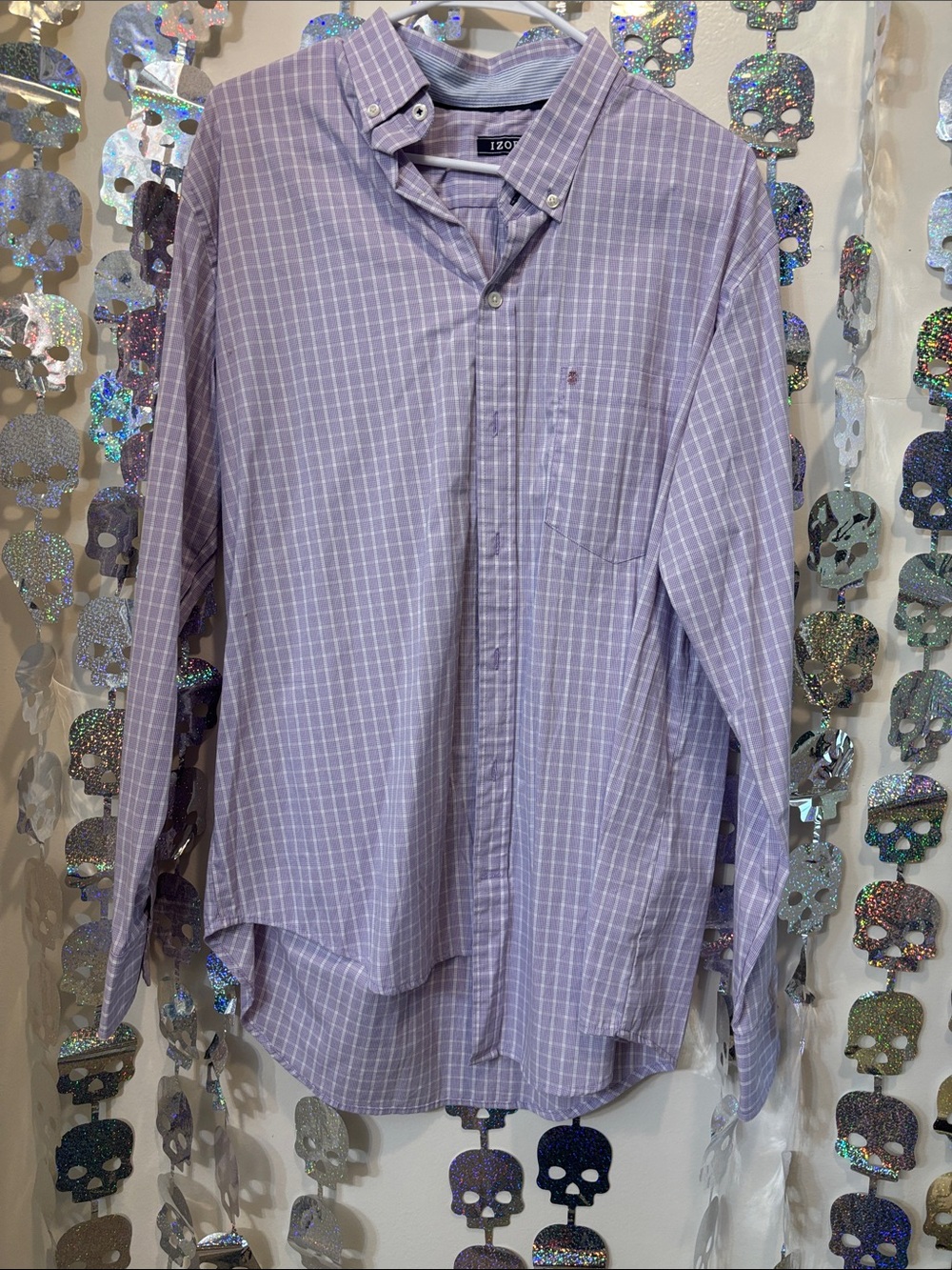 Izod Men's Lavender Windowpane Button-Down Shirt
